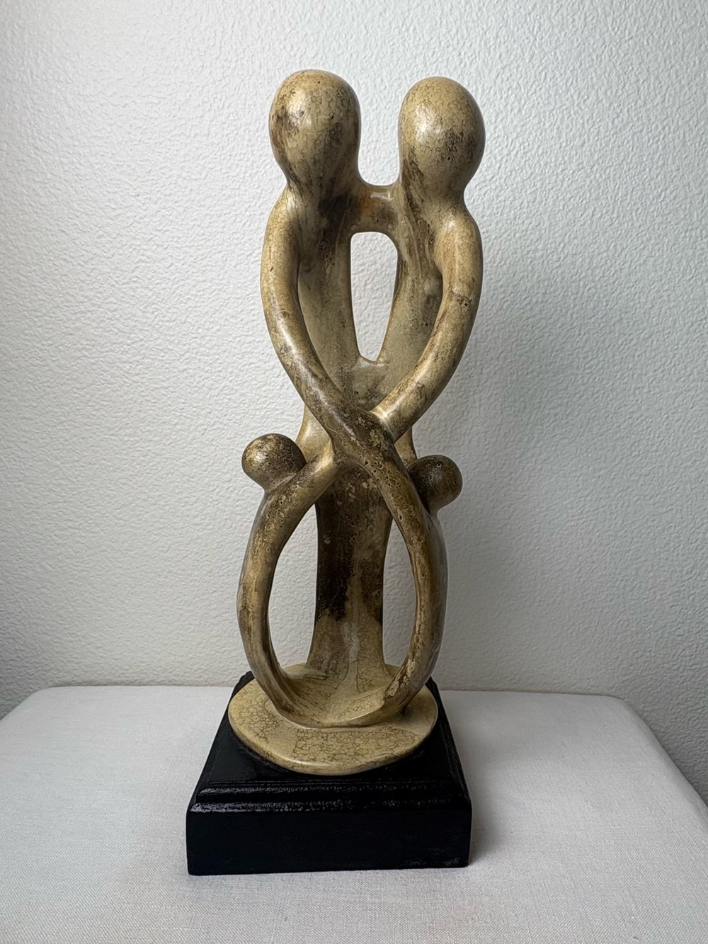 Kenyan Kisii Soapstone Family of 4 Abstract Sculpture Hand Carved Large 13.5”